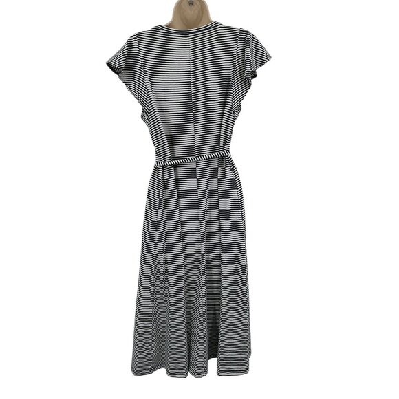Gap Flutter Sleeve Midi Dress Navy Stripe Preppy Classiccore Knit Tie Medium - Picture 4 of 9